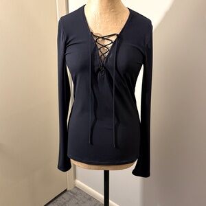 Express Navy blue express lace up top